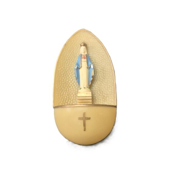 Vintage 1950-60s Virgin Mary Holy Water Font Catholic Stoup - Picture 2 of 4